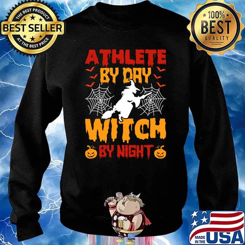 Best athlete By Day Witch By Night Pumpkin Halloween T-Shirt Sweater