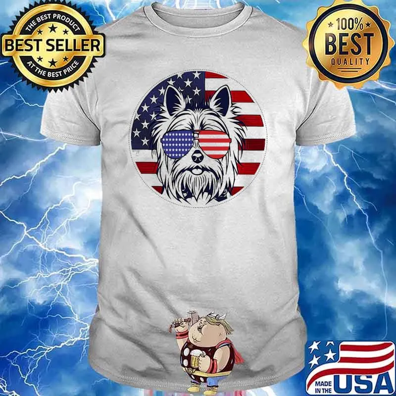 Best yorkie retriever dad ever american flag shirt