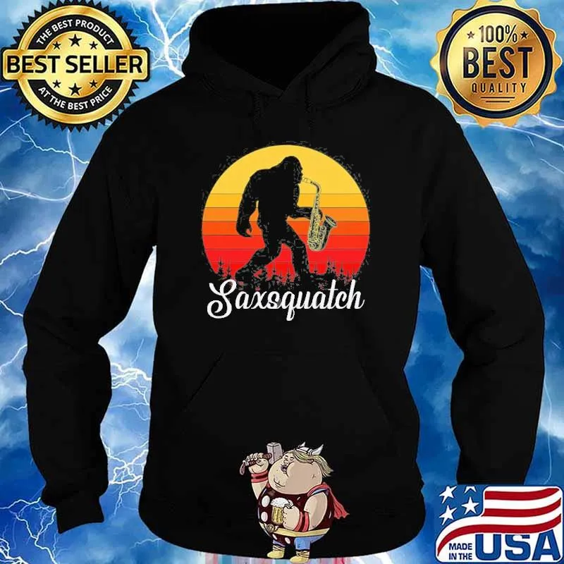 Bigfoot Saxsquatch Vintage Sunset SHirt Hoodie