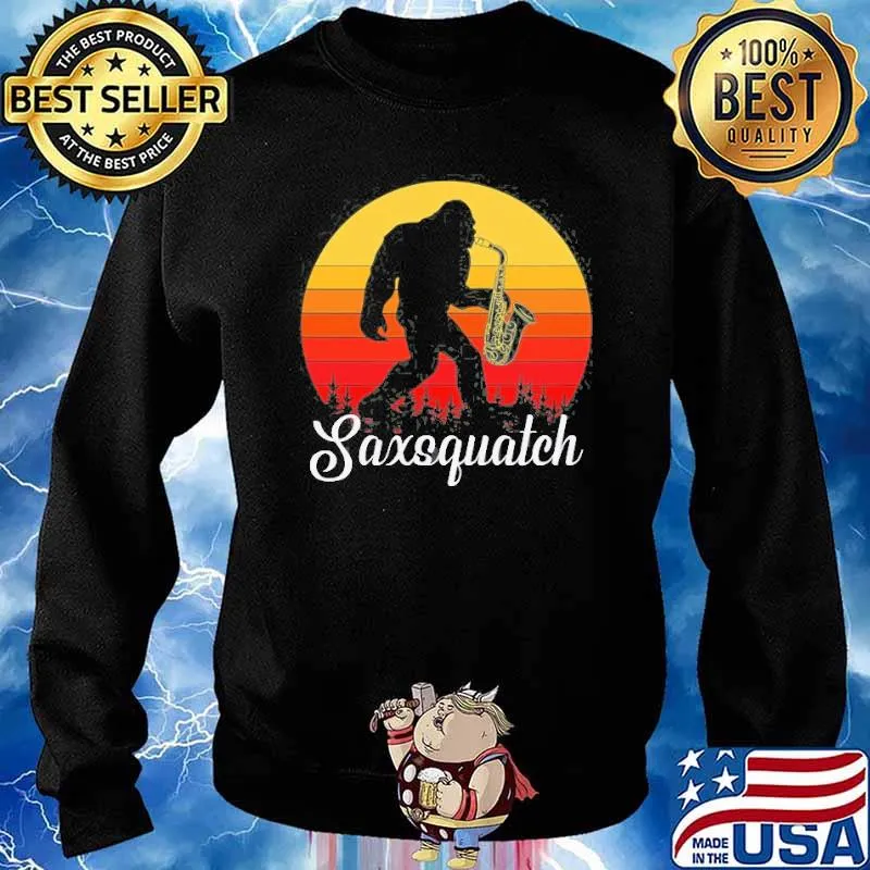 Bigfoot Saxsquatch Vintage Sunset SHirt Sweater