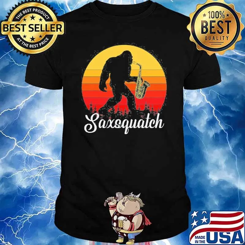 Bigfoot Saxsquatch Vintage Sunset SHirt