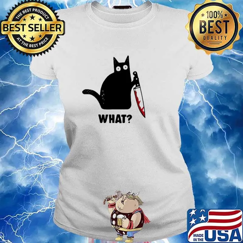 Black Cat With Knife Red Blood What Shirt Ladies tee