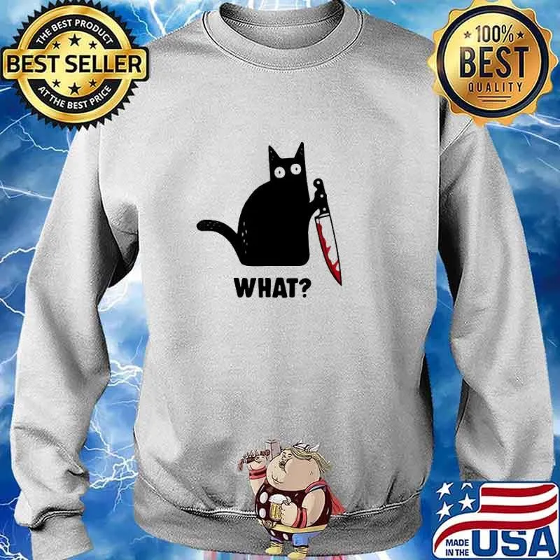 Black Cat With Knife Red Blood What Shirt Sweater