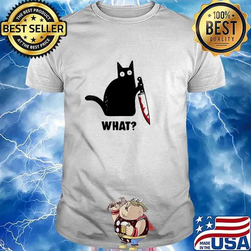 Black Cat With Knife Red Blood What Shirt