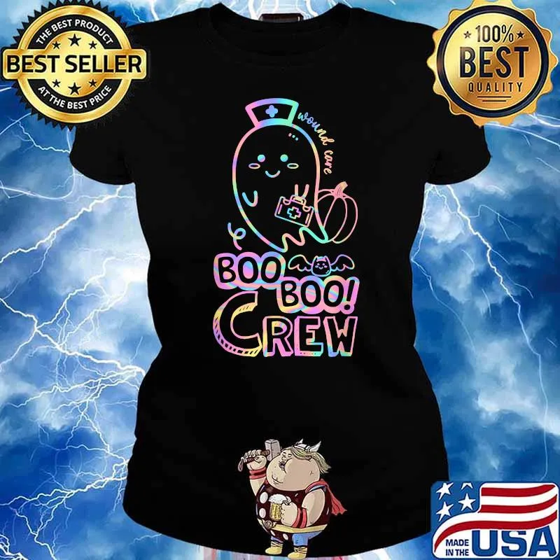 Boo Boo Crew Cute Tie Dye Halloween Ghost Wound Care Nurse T-Shirt Ladies tee