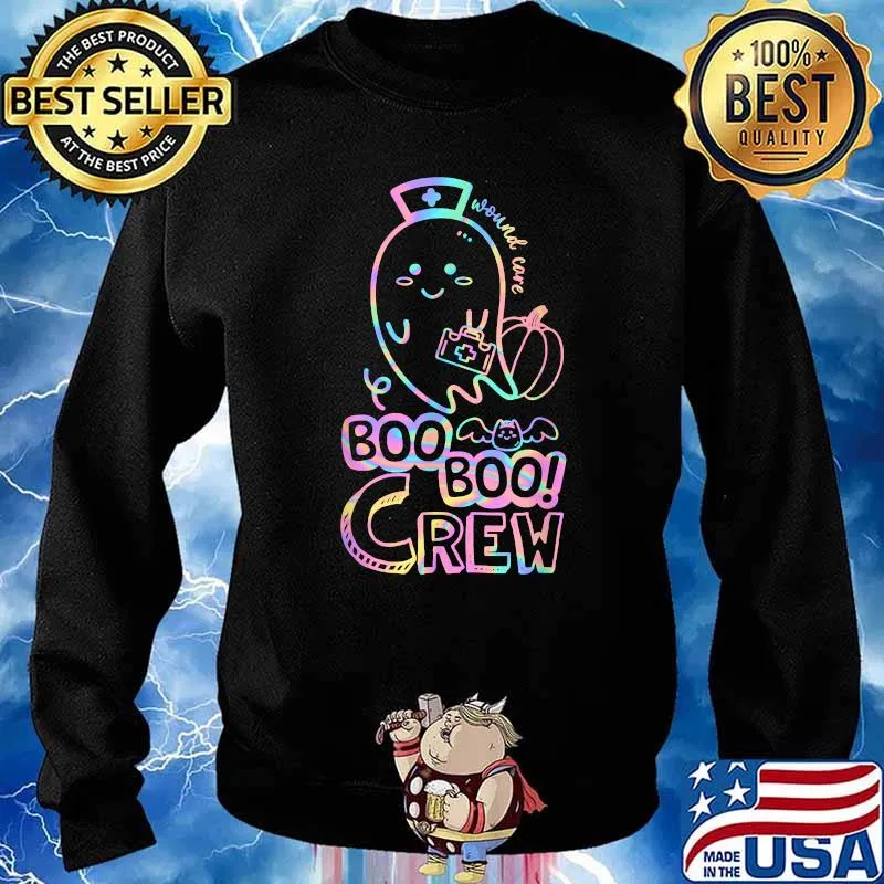 Boo Boo Crew Cute Tie Dye Halloween Ghost Wound Care Nurse T-Shirt Sweater