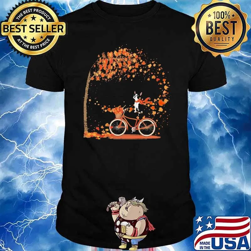 Boston Terrier Cycling To Autumn shirt