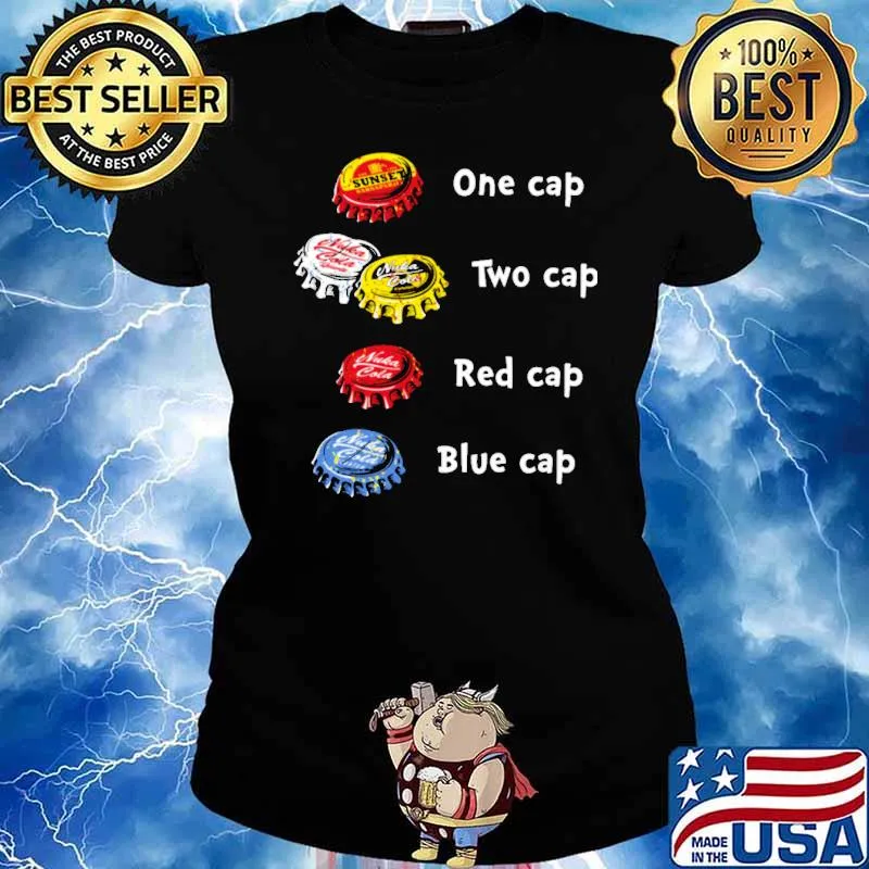Bottle Cap One Cap Two Cap Red Cap And Blue Cap Shirt Ladies tee