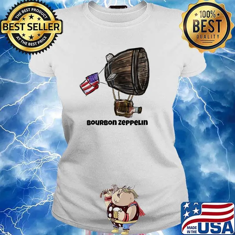 Bourbon Zeppelin Logo Usa Flag T-Shirt Ladies tee