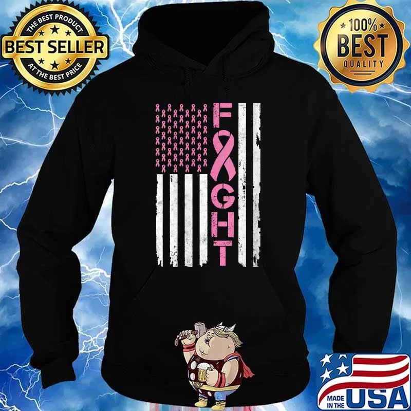 Breast Cancer Awareness American Flag T-Shirt Hoodie