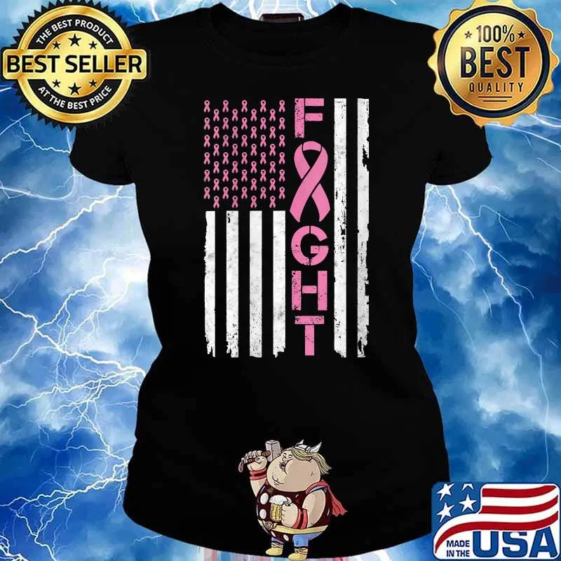 Breast Cancer Awareness American Flag T-Shirt Ladies tee