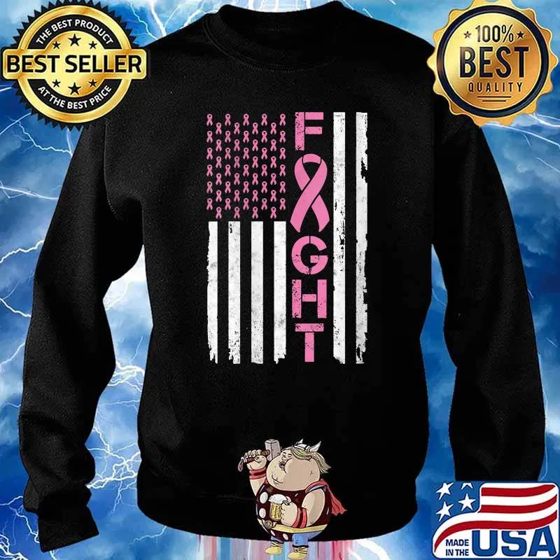 Breast Cancer Awareness American Flag T-Shirt Sweater