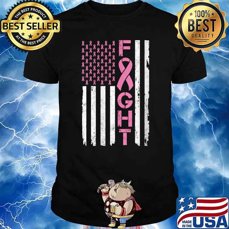 Breast Cancer Awareness American Flag T-Shirt