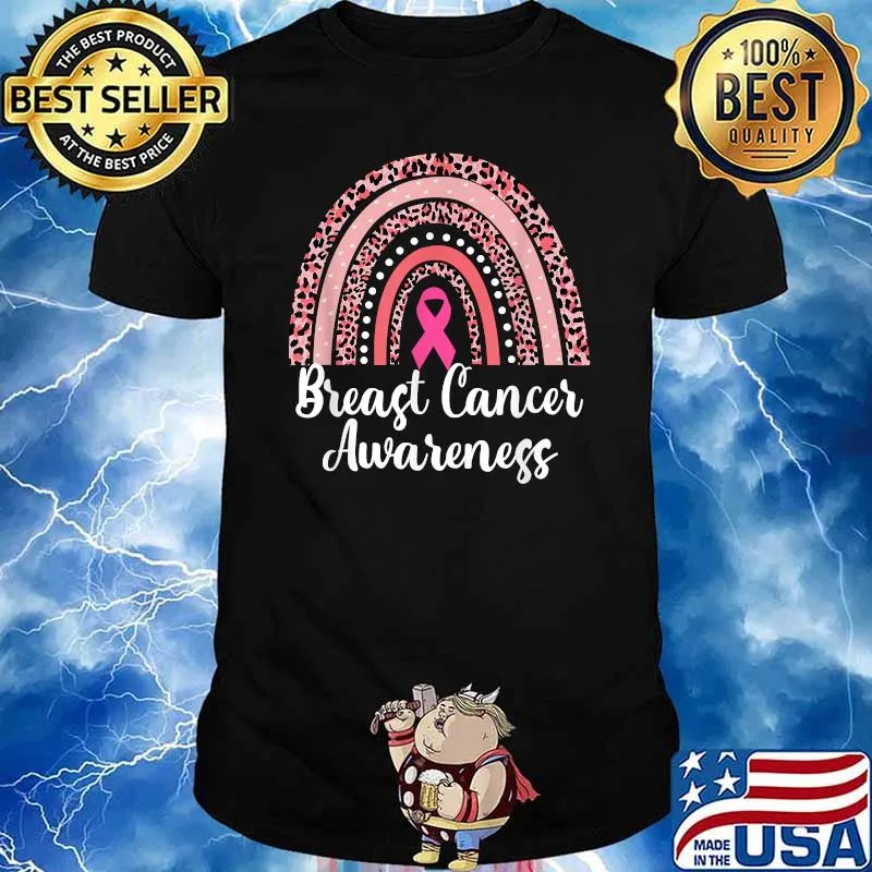 Breast Cancer Awareness Rainbow Leopard Pink T-Shirt