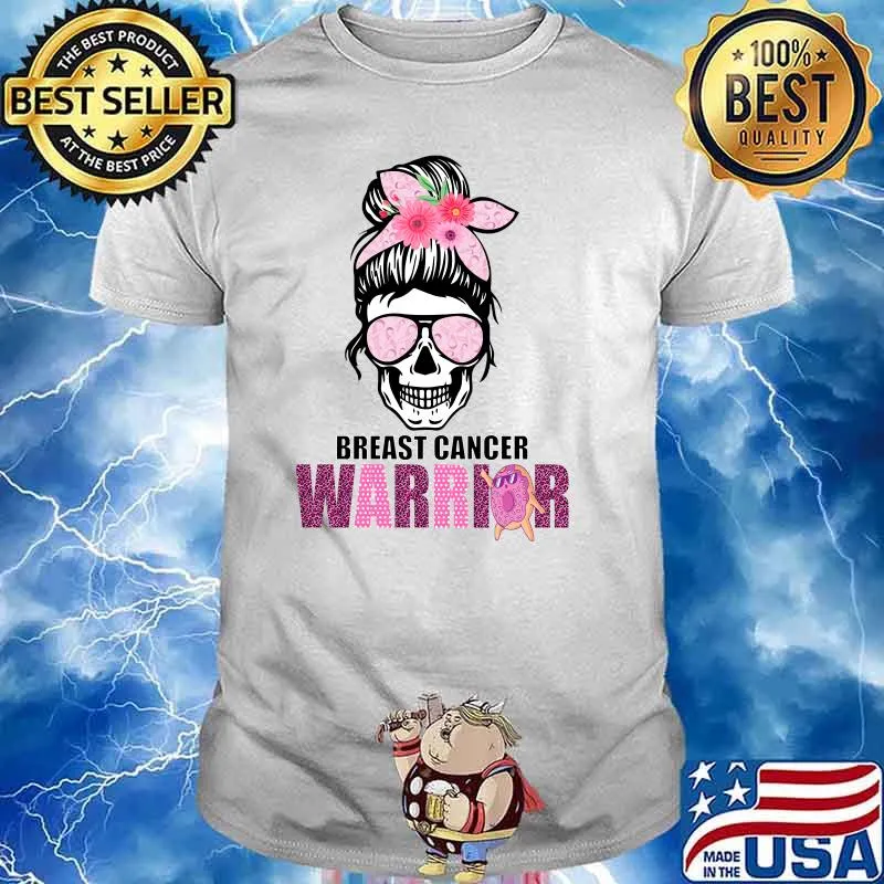 Breast Cancer Warrior Sugar Skulls T-Shirt