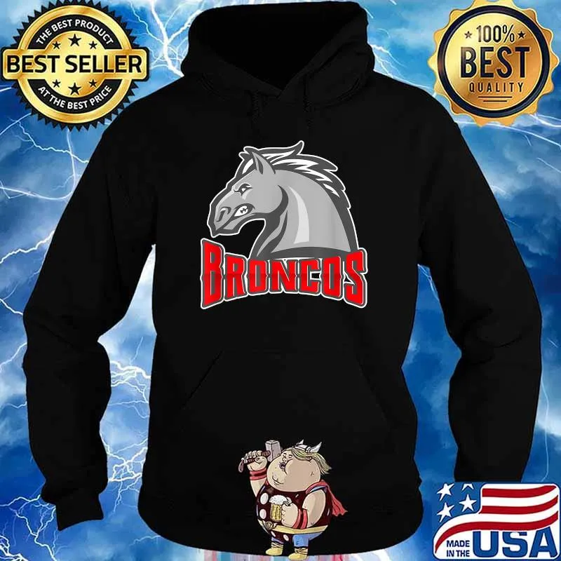 Broncos Red White and Gray Athletic T-Shirt Hoodie
