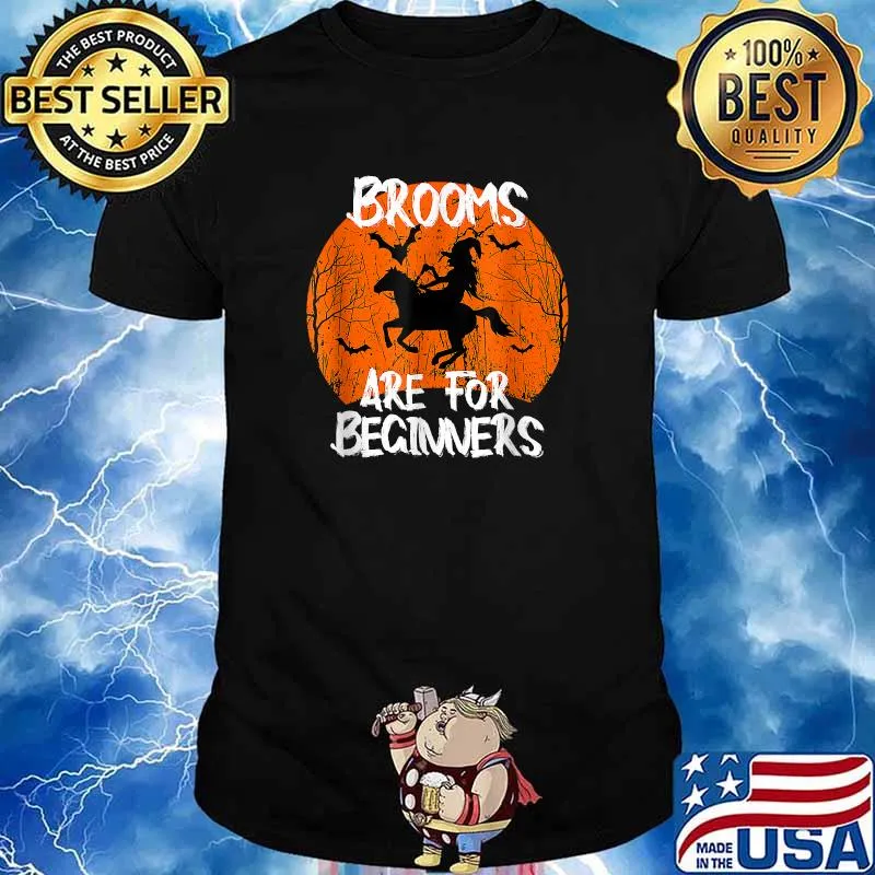 Brooms Are For Beginners Blood Moon Horses Witch Halloween T-Shirt