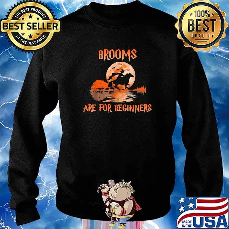 Brooms Are For Beginners Horses Witch Blood Moon Halloween T-Shirt Sweater