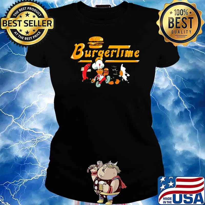 Burger time characters logo s Ladies tee