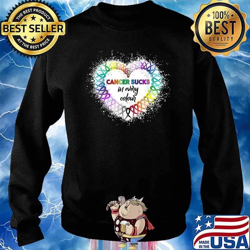 Cancer Sucks In Every Colour Awareness Ribbon T-Shirt Sweater