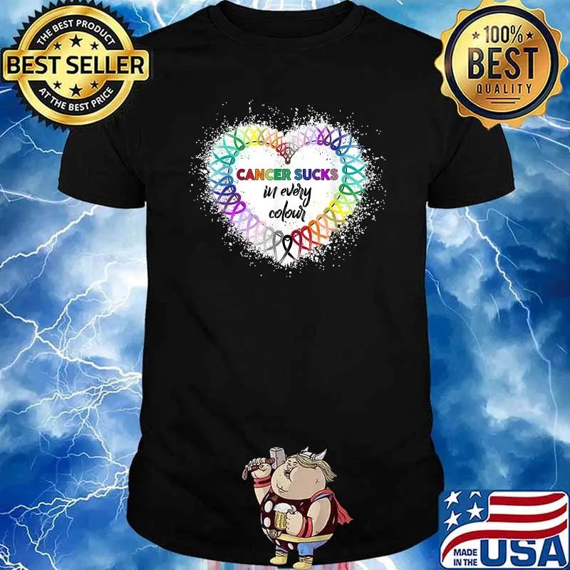 Cancer Sucks In Every Colour Awareness Ribbon T-Shirt