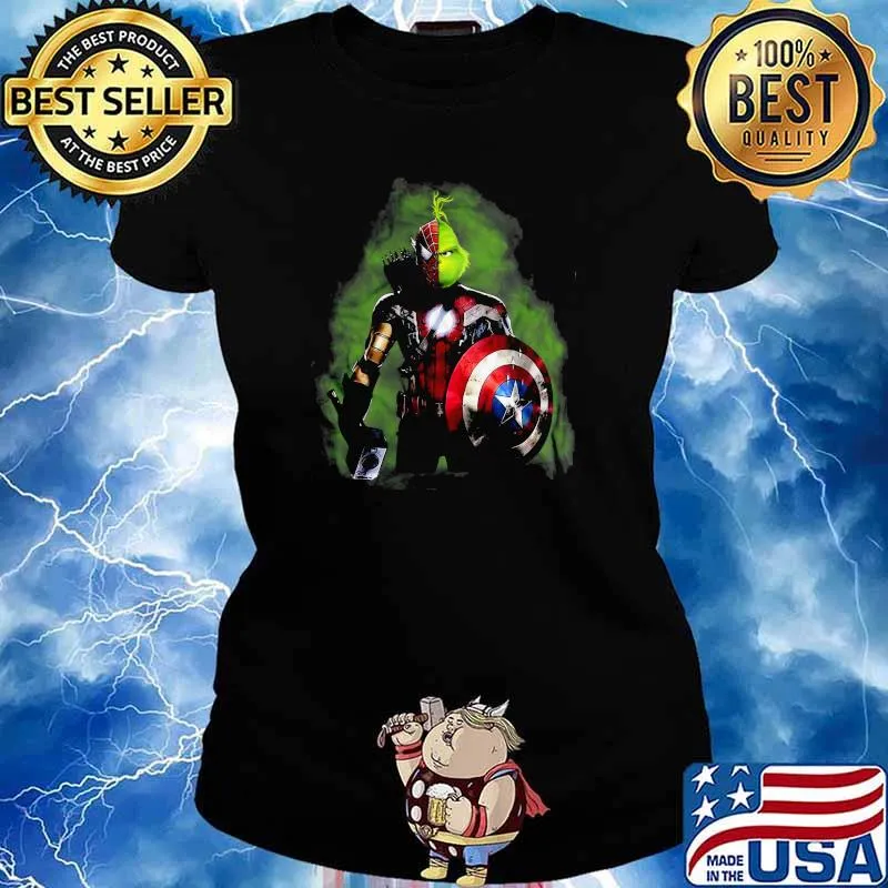Captain american spiderman and grinch s Ladies tee