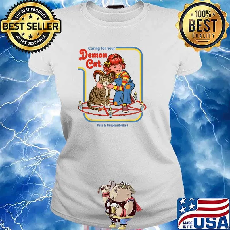 Carring For you Demon Cat Pets Responsibilities T-Shirt Ladies tee