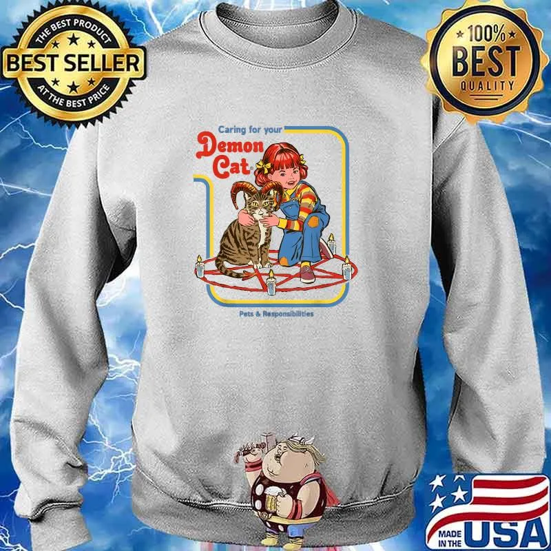 Carring For you Demon Cat Pets Responsibilities T-Shirt Sweater