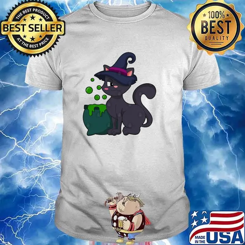Cat as Witch with Cauldron shirt