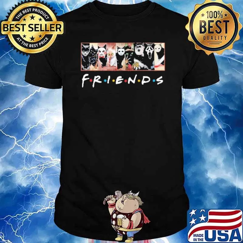 Cat friends ghost fake horror movie halloween shirt