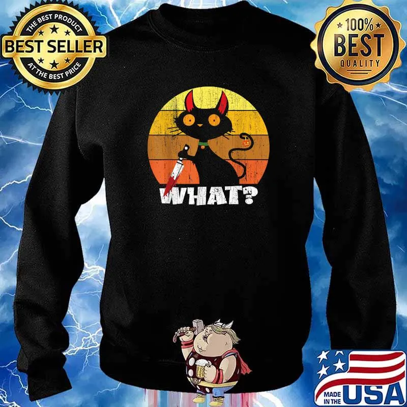 Cat What Black Cat Murderous Cat With Knife T-Shirt Sweater