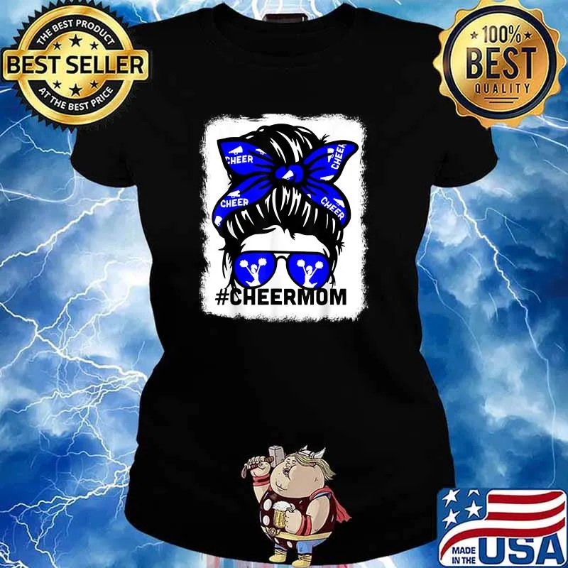 Cheer Mom Mother Mama Parent Cheerleading Messy Bun T-Shirt Ladies tee