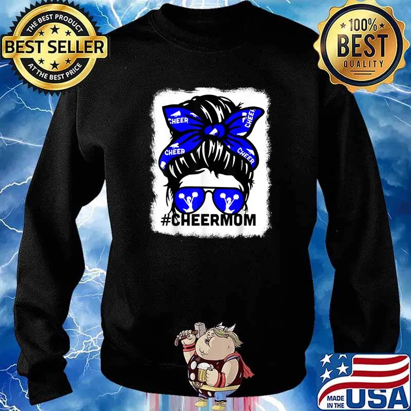 Cheer Mom Mother Mama Parent Cheerleading Messy Bun T-Shirt Sweater
