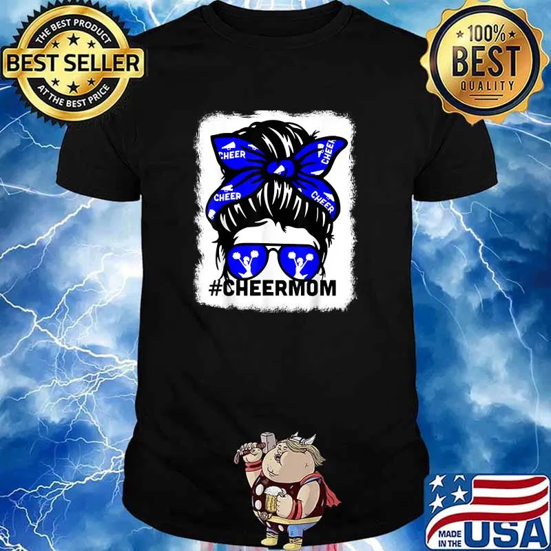 Cheer Mom Mother Mama Parent Cheerleading Messy Bun T-Shirt