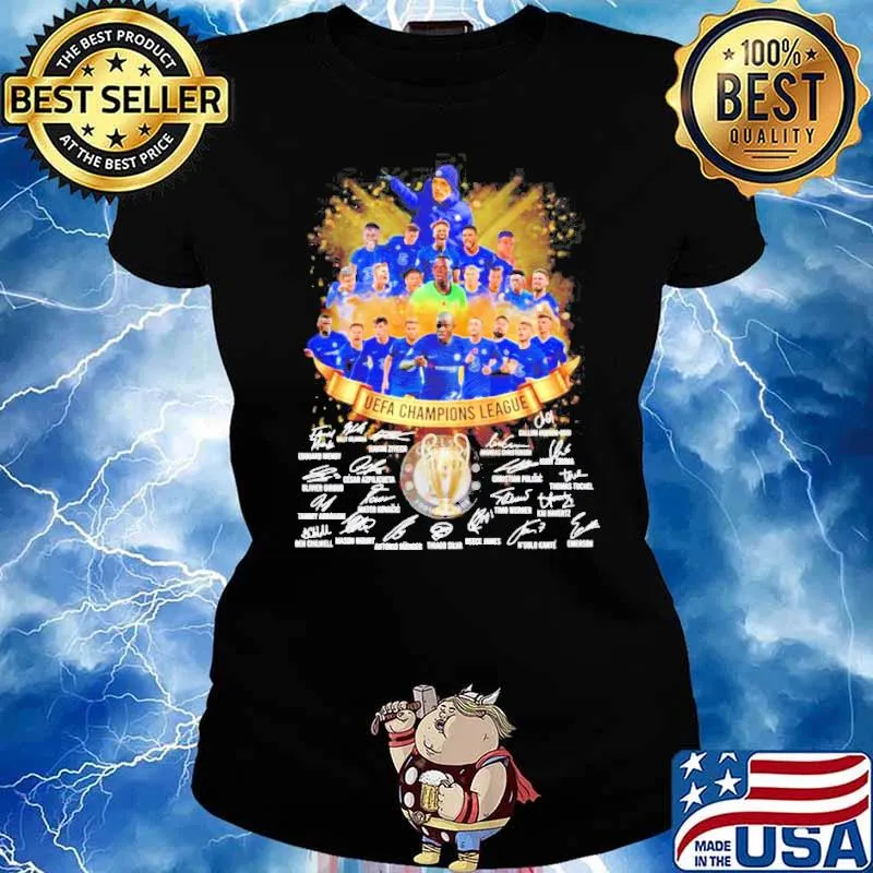 Chelsea Football Club UEFA Champions league signatures s Ladies tee