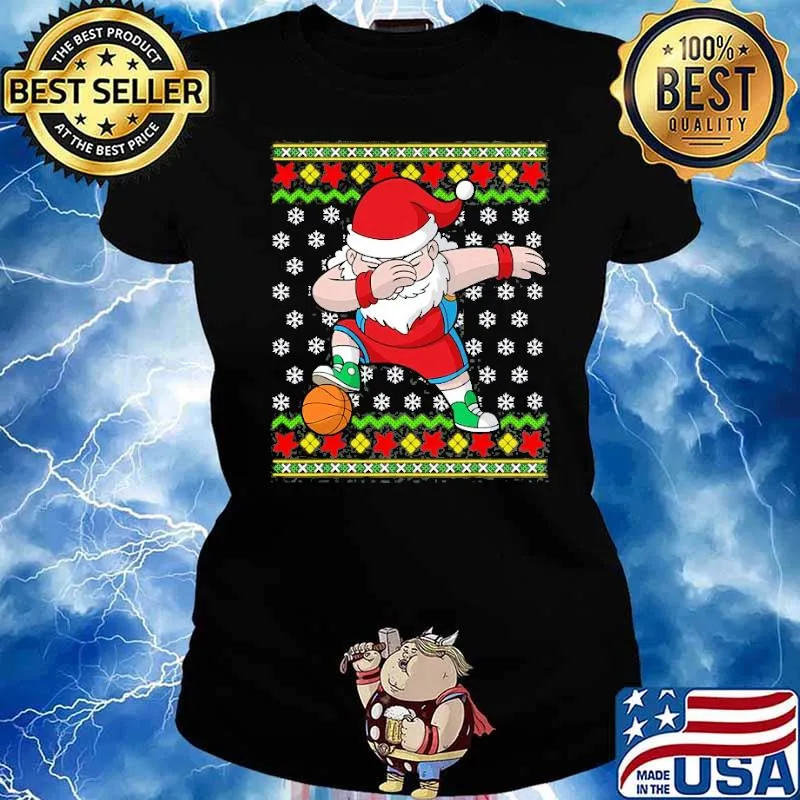 Christmas Dabbing Santa Basketball Dab Dance Shirt Ladies tee
