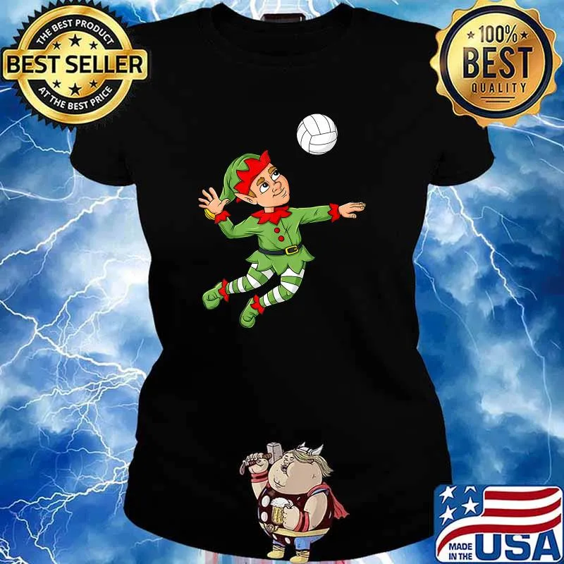 Christmas Elf Volleyball Xmas T-Shirt Ladies tee