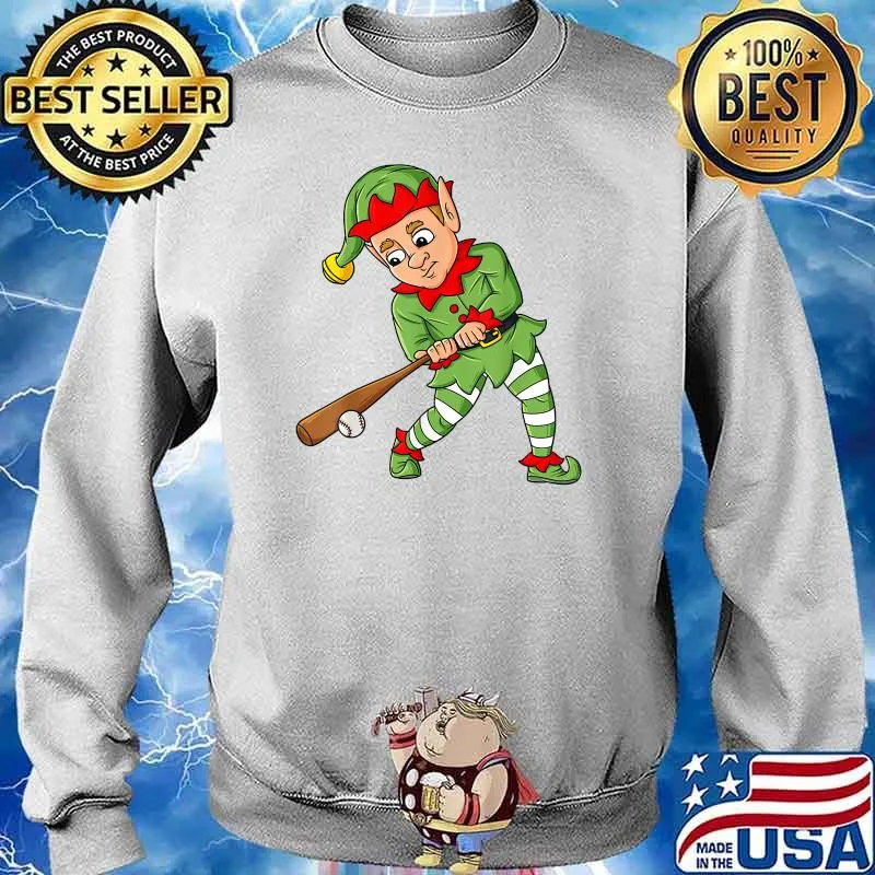 Christmas Elf With Baseball Bat Boys Kids Teens Xmas T-Shirt Sweater