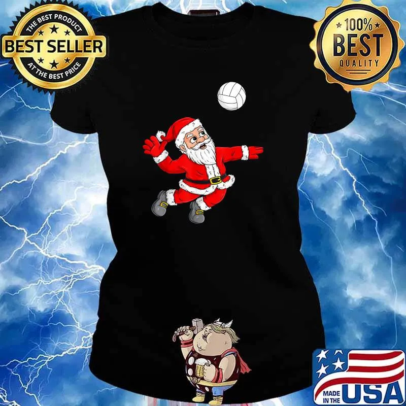 Christmas Santa Claus Volleyball Xmas T-Shirt Ladies tee