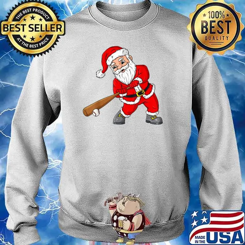 Christmas Santa Claus With Baseball Bat Boys Kids Teens Xmas T-Shirt Sweater