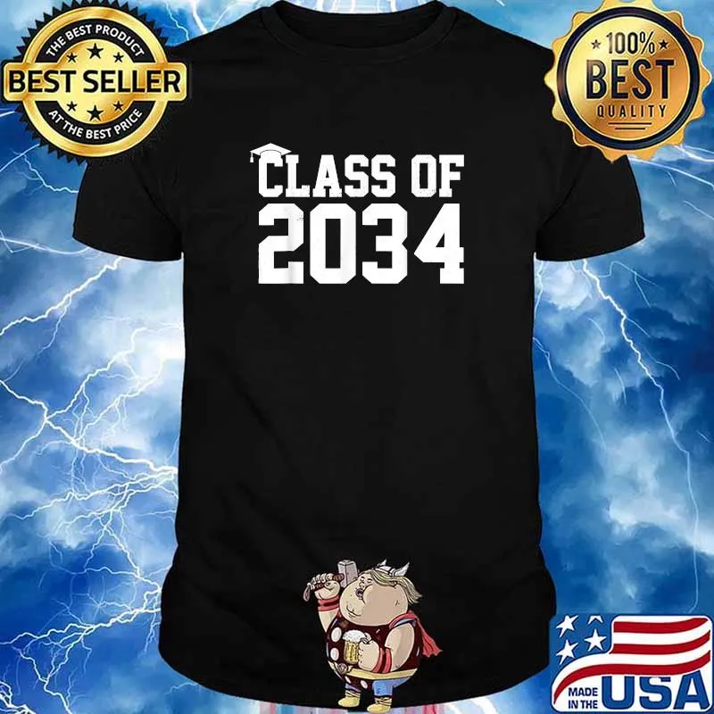 Class Of 2034 Grow With Me Graduation First Day Of School T-Shirt