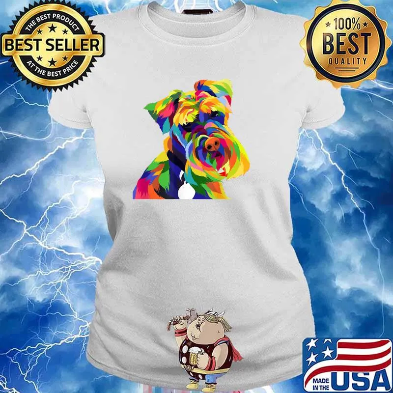 Colorful Dog Art Schnauzer Mom and Dad Pet T-Shirt Ladies tee