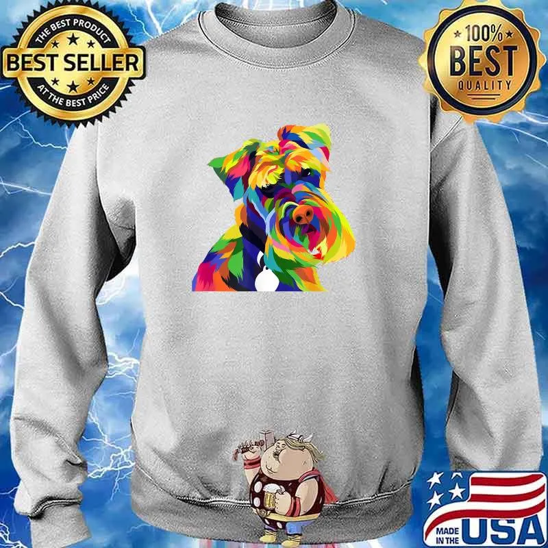 Colorful Dog Art Schnauzer Mom and Dad Pet T-Shirt Sweater
