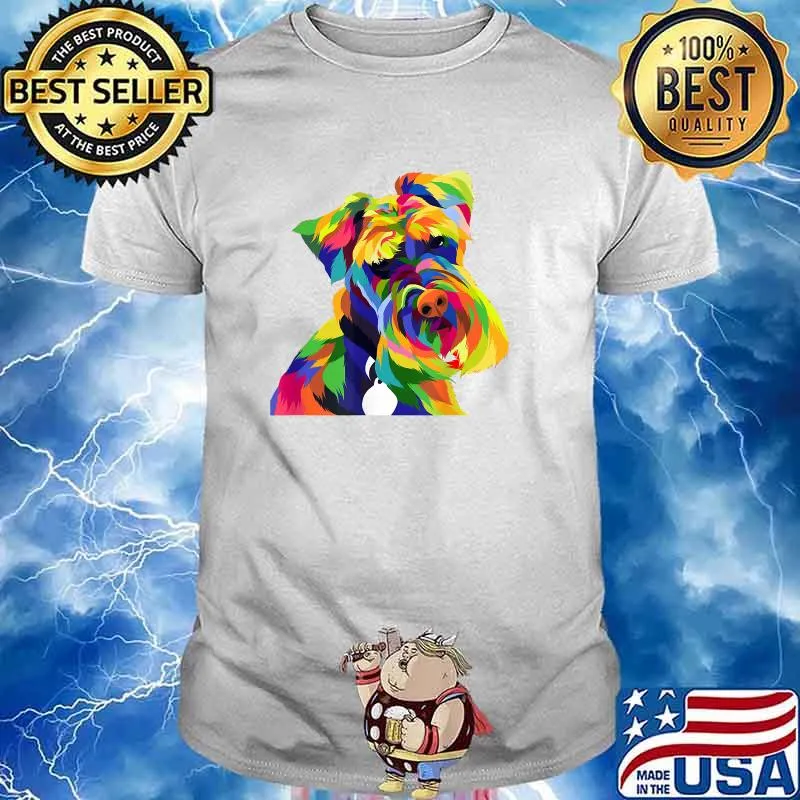 Colorful Dog Art Schnauzer Mom and Dad Pet T-Shirt