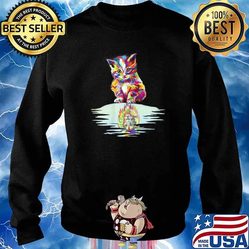 Colorful Lion Head Cute Cat T-Shirt Sweater