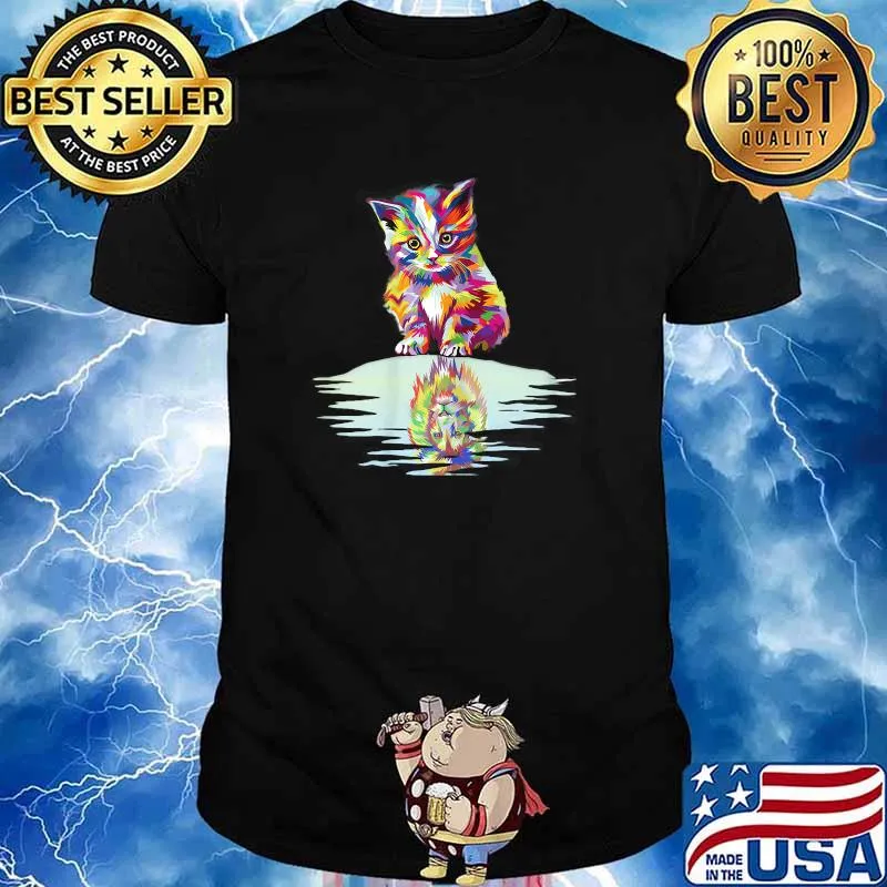 Colorful Lion Head Cute Cat T-Shirt