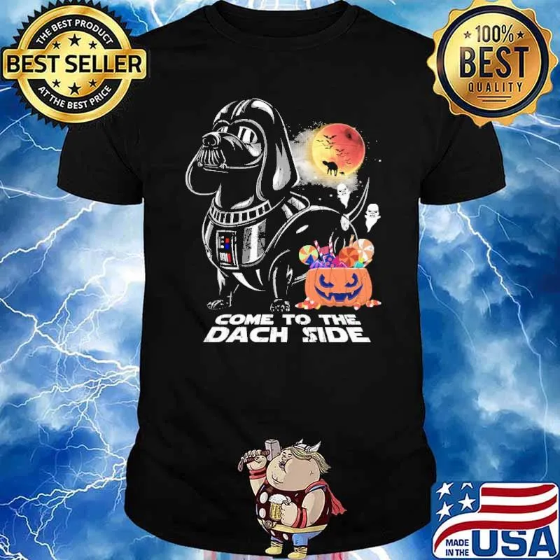 Come to the dach side pugside of the halloween mandalorian blood moon shirt