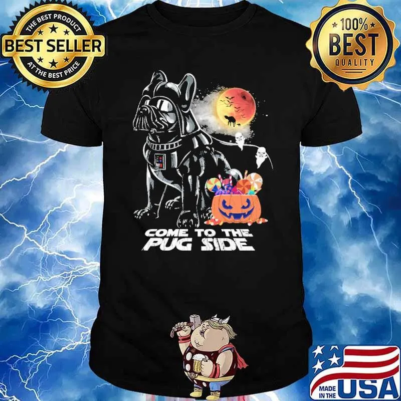 Come to the pug side pugside of the halloween mandalorian blood moon shirt