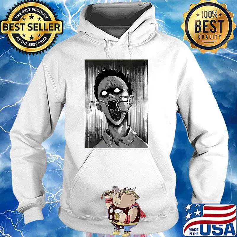 Creepy Horror Manga Anime Boy Spider mouth Halloween T-Shirt Hoodie