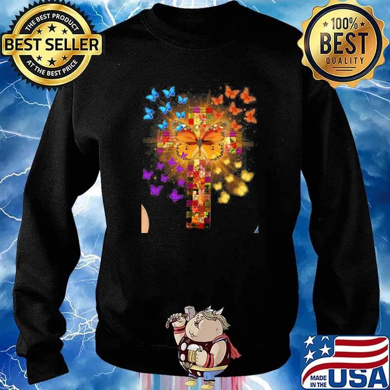 Cross butterflies flower s Sweater